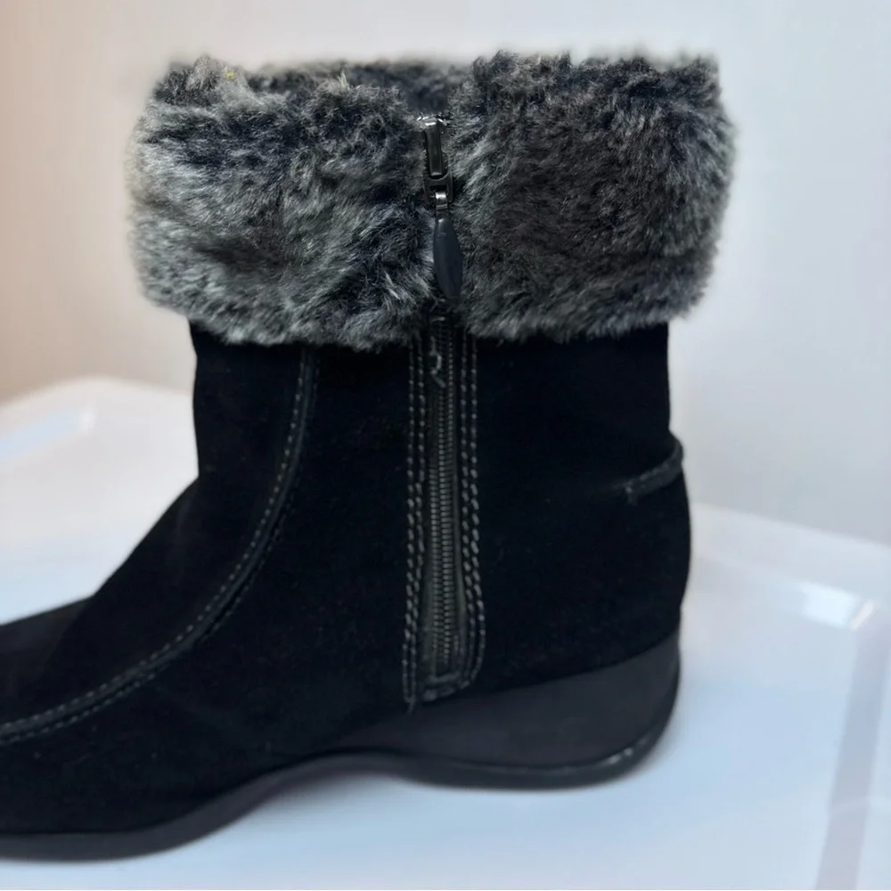 ZeroXposur Womens Irene Black Winter Boots w/ Faux Fur Trim sz 10M Outdoor Comfy